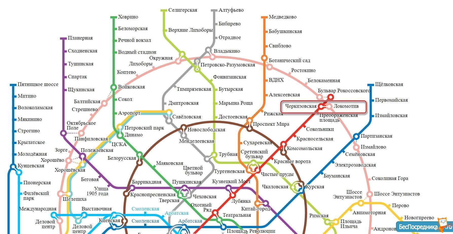 Карта метро черкизовская