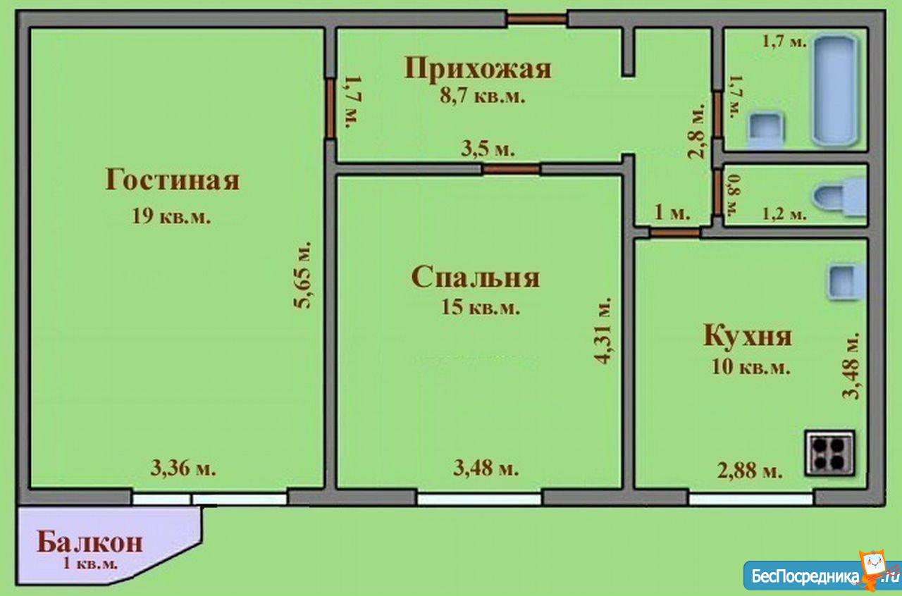 2-Х комнатная квартира 137 серия планировка