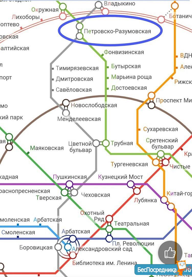 Метро петровско разумовская на схеме